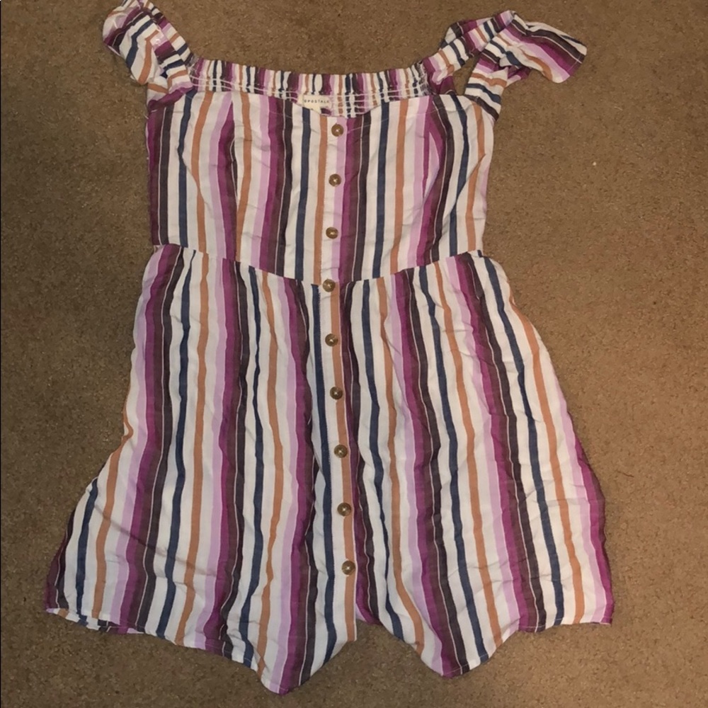 Off the shoulder button down dress